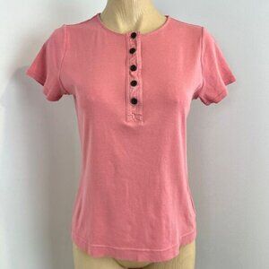 Vintage Y2K Lauren Ralph Lauren Womens Medium Pink Buttoned Short Sleeve Shirt T